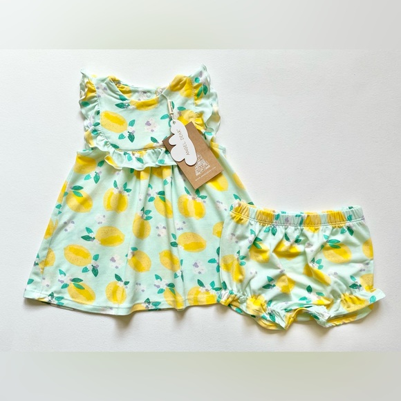 Angel Dear - Top with Bows and Ruffle Leg Bloomer - Heirloom Rose Stripe main image 1